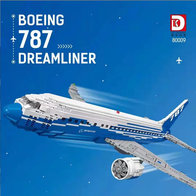 1353Pcs Aviation Aircraft Dreamliner 787 Plane School Set, Model Building Blocks Bricks, Creative Toys, Gift for Kids