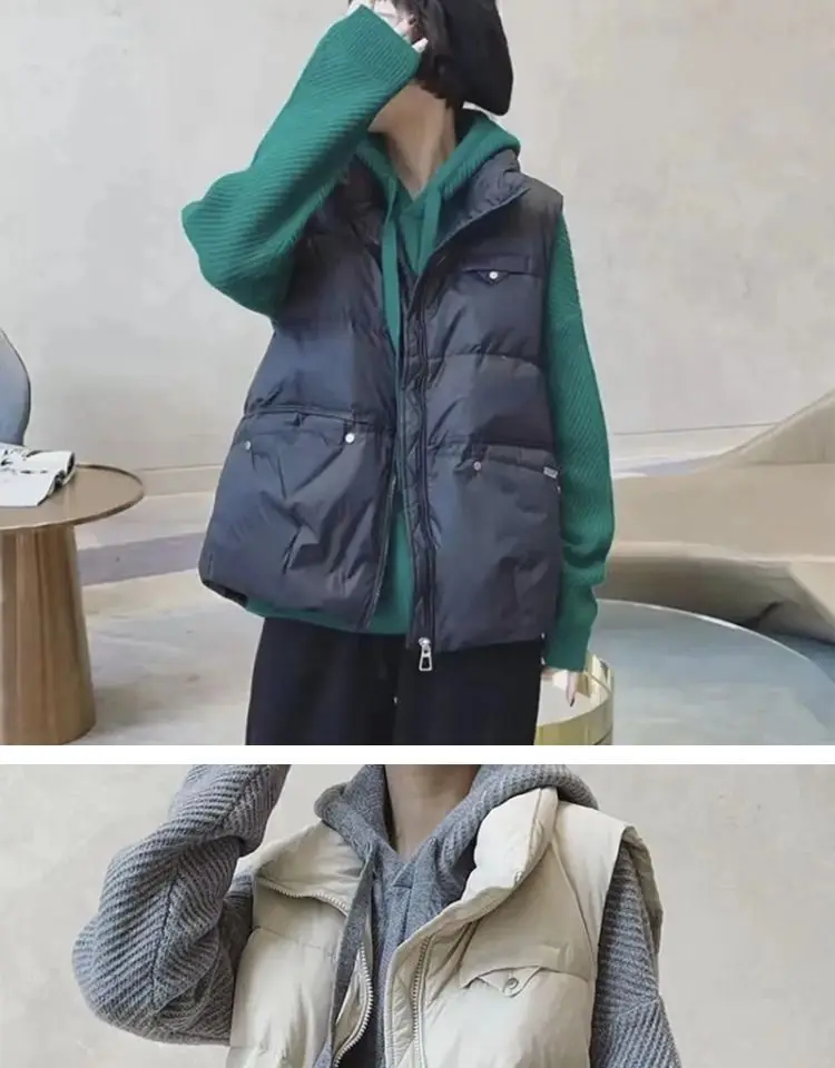 2025 gilet femmes hiver vêtements chauds amples épais col montant gilet veste