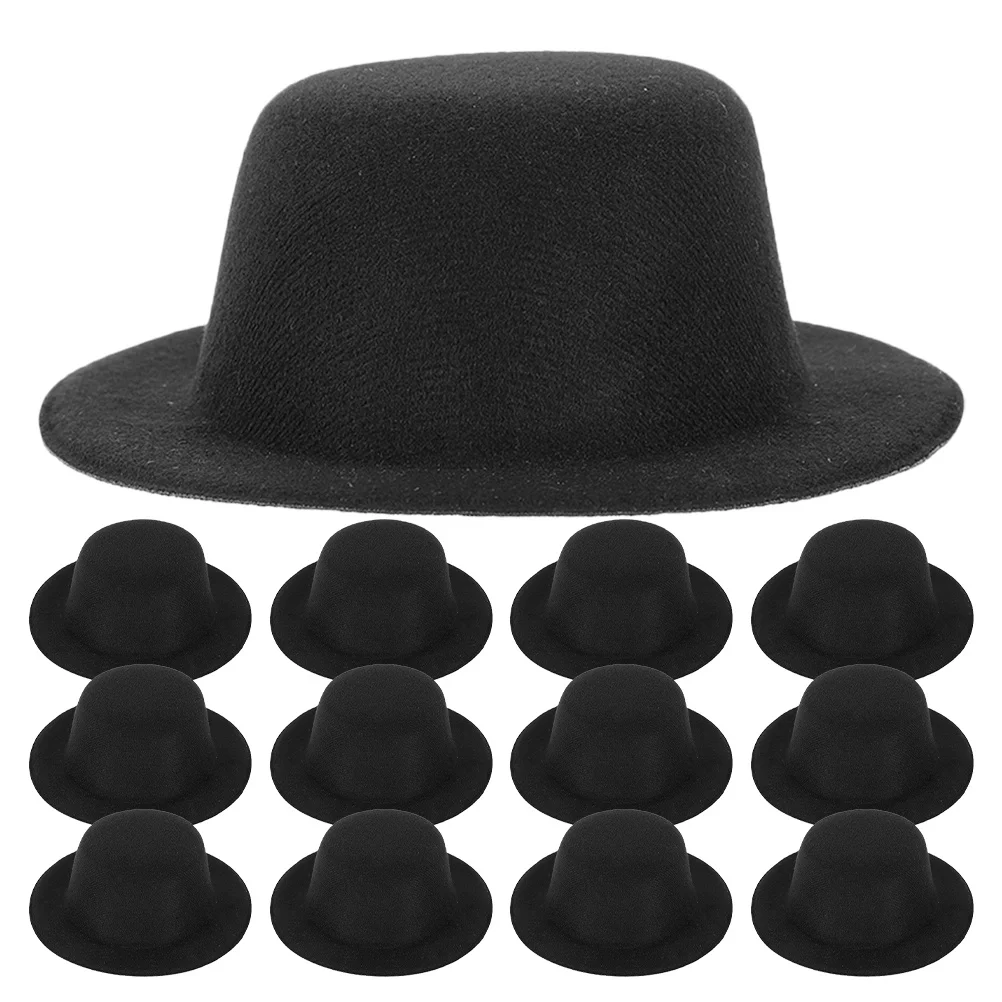 20Pcs Mini Top Hat Classic Black Felt Hats for Crafts Snowman Bear Accessories Christmas Party Ornaments 4.5cm