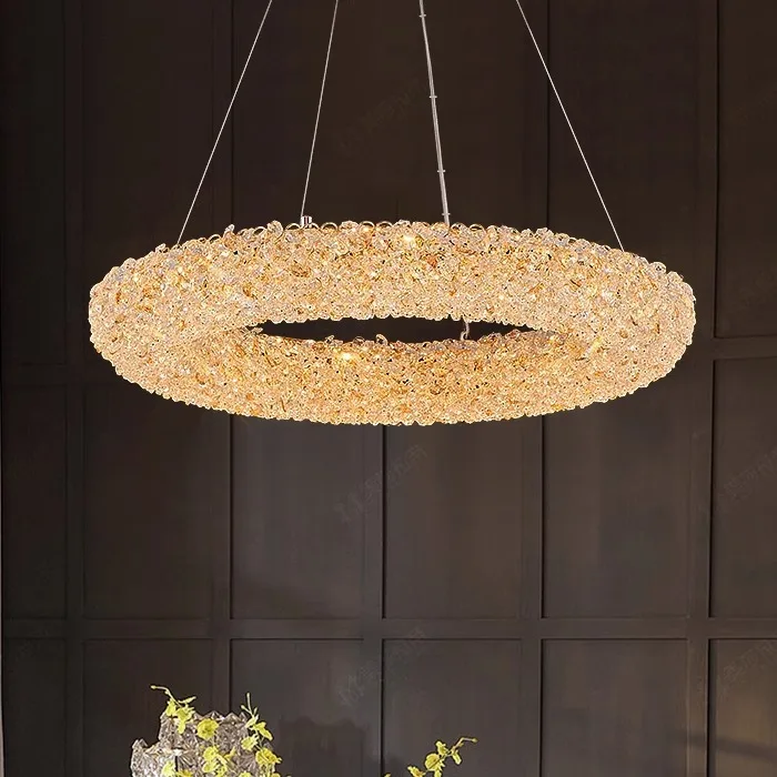 

Modern Lustre Crystal Ring Pendant Lights Living Dining Room Chandelier Lighting Home Decor Bedroom Villa Hanging Lamp Luminaire