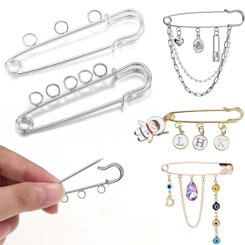 

10 шт./лот, булавки, брошь, пустая основа, брошь, булавки, 50 мм, 3/5 колец, ювелирная булавка для изготовления ювелирных изделий, аксессуары