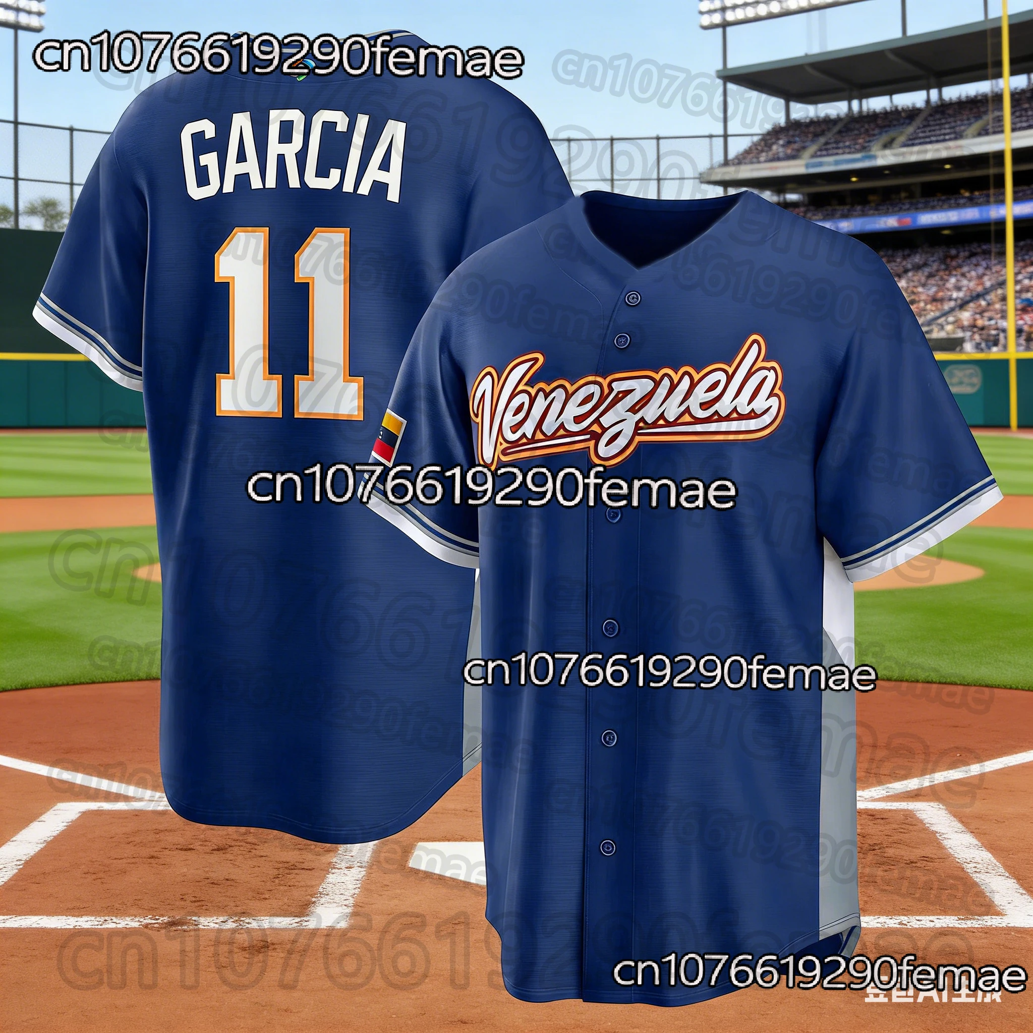 Maikel García # Camisa de Beisebol 11 2026 Nova Venezuela Estilo Idêntico Top Esportivo Juvenil Masculino Camiseta Ciclismo Roupa Treino ao Ar Livre