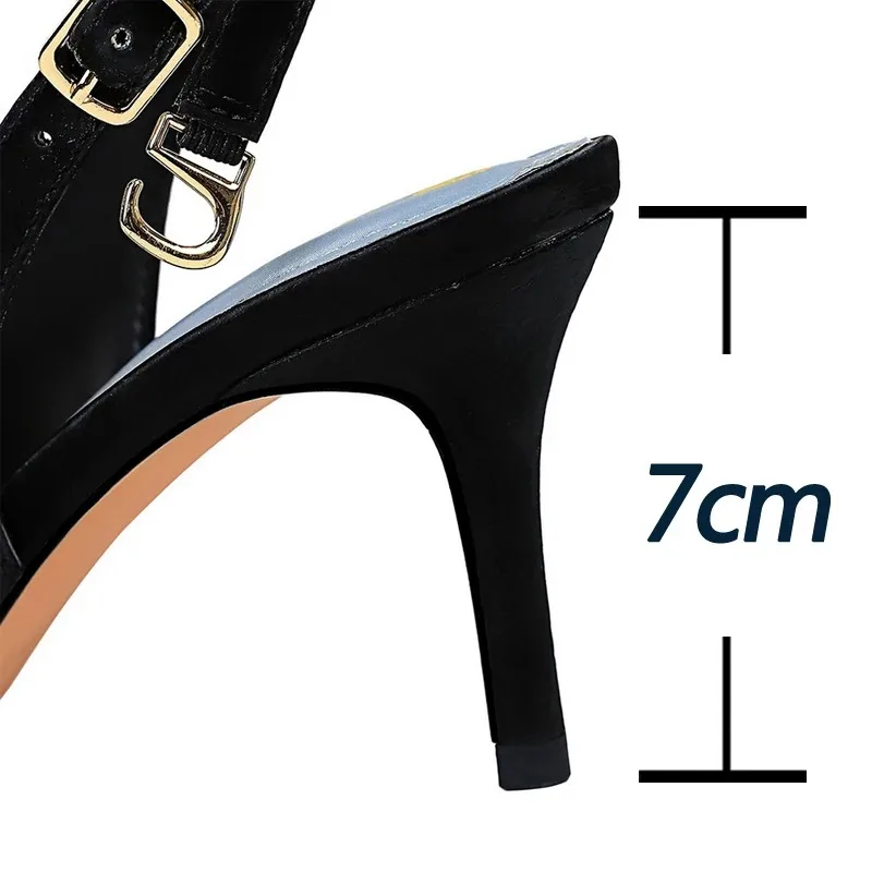 7CM talons femmes sandales à talons aiguilles mode élégant bout pointu fête talon haut confortable décontracté chaussures pour femmes Sandalias Mujer