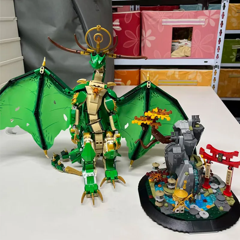 Nuevo MOC en stock, 1650 Uds., bloques de construcción MOC, dragón guardián verde, juguete ensamblado, regalo de decoración navideña de cumpleaños