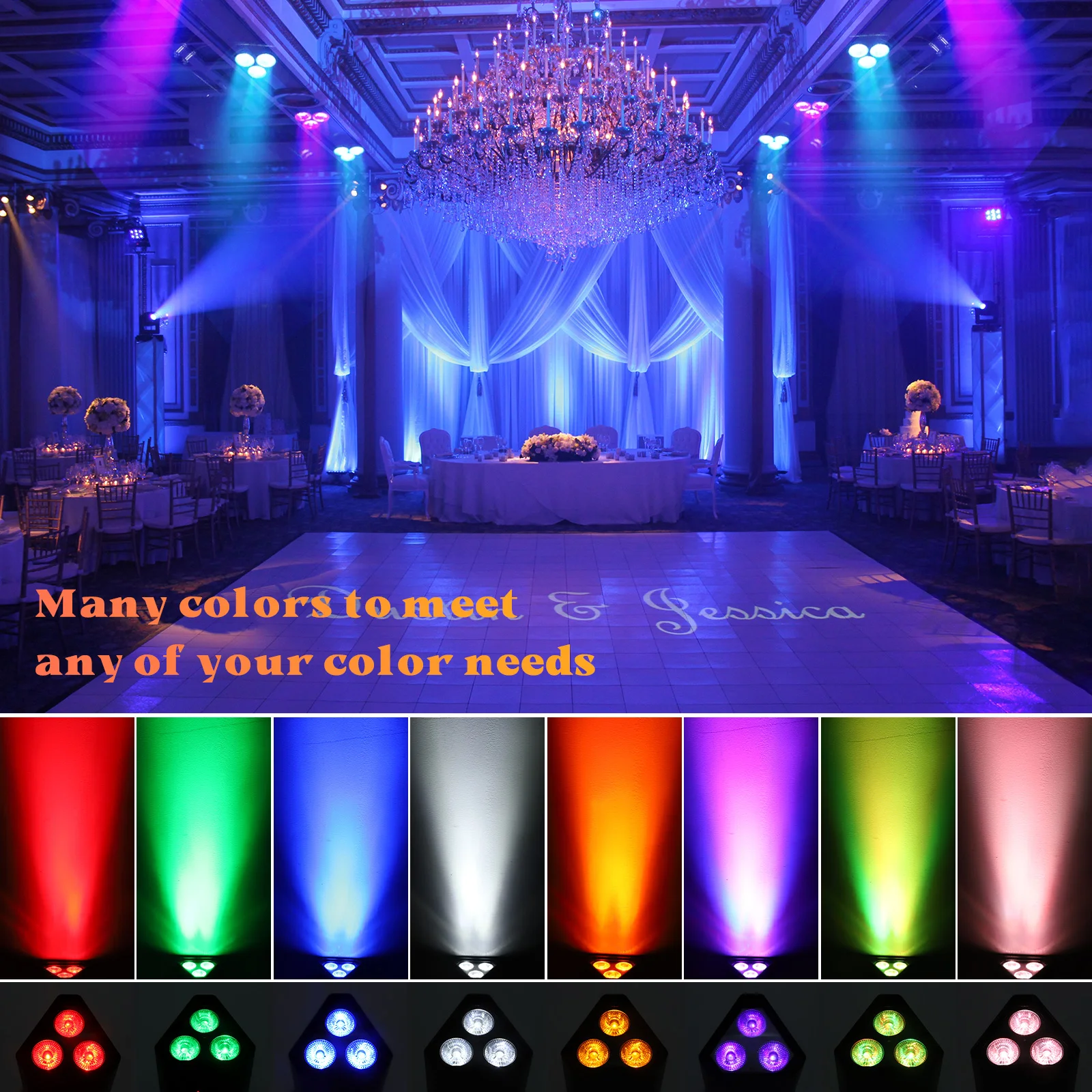 U'King 3x18W RGBWA+UV 6in1 LED-Par-Licht mit integriertem Akku, kabellose Fernbedienung, DMX-Wasch-Par-Licht für DJ-Bühnenauftritte – Detail 3