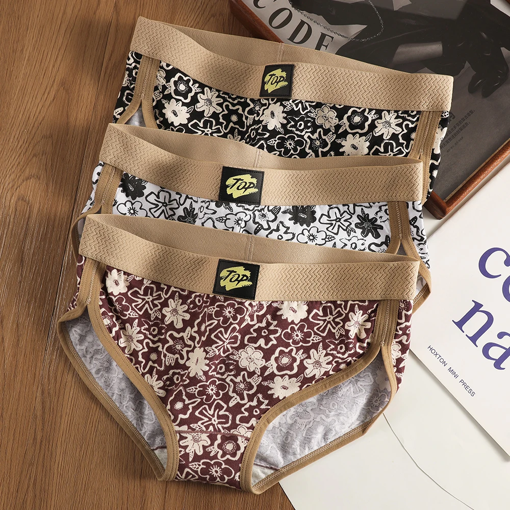 

3PCS/Pack 100% Cotton Floral Print Sexy Lingeries Women Brief Hygroscopic Breathable Women's Panties Comfortable Soft Underwear