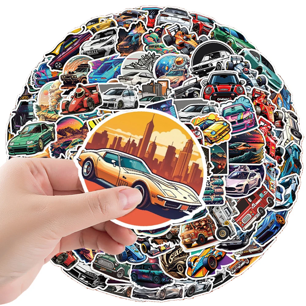 

10/30/50/100pcs Cartoon Car Stickers Racing Colorful Graffiti Decal for Phone Diary Water Bottle Laptop Classic Toy Cool Sticker
