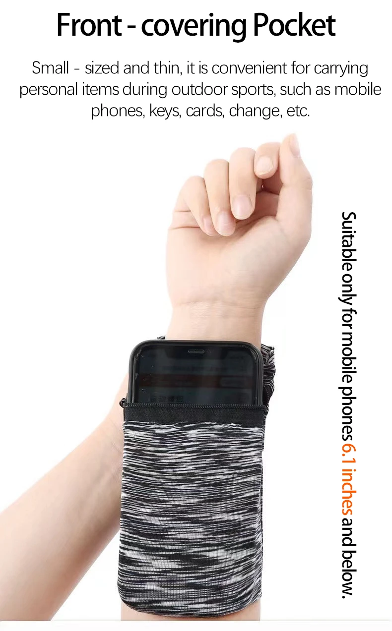 Sport Handgelenk Tasche Laufen Outdoor Fitness Frühling Sommer Arm Tasche Atmungsaktive Zipper Schnell Trocknend Eis Seide Männer Frauen Armband – Detail 5