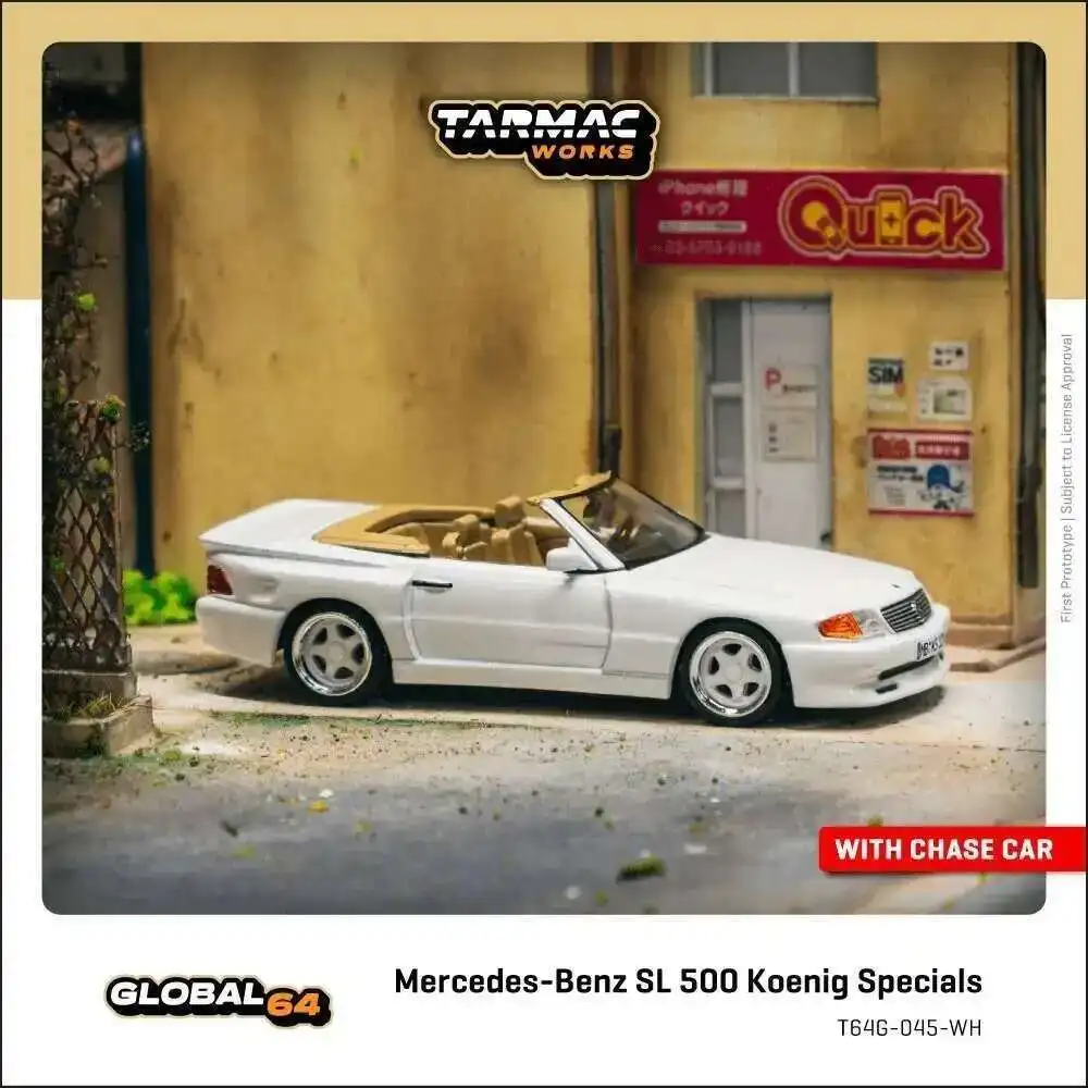 Tw em estoque 1:64 mercedes benz sl 500 koenig especiais branco diecast modelo de carro coleção brinquedos tarmac funciona