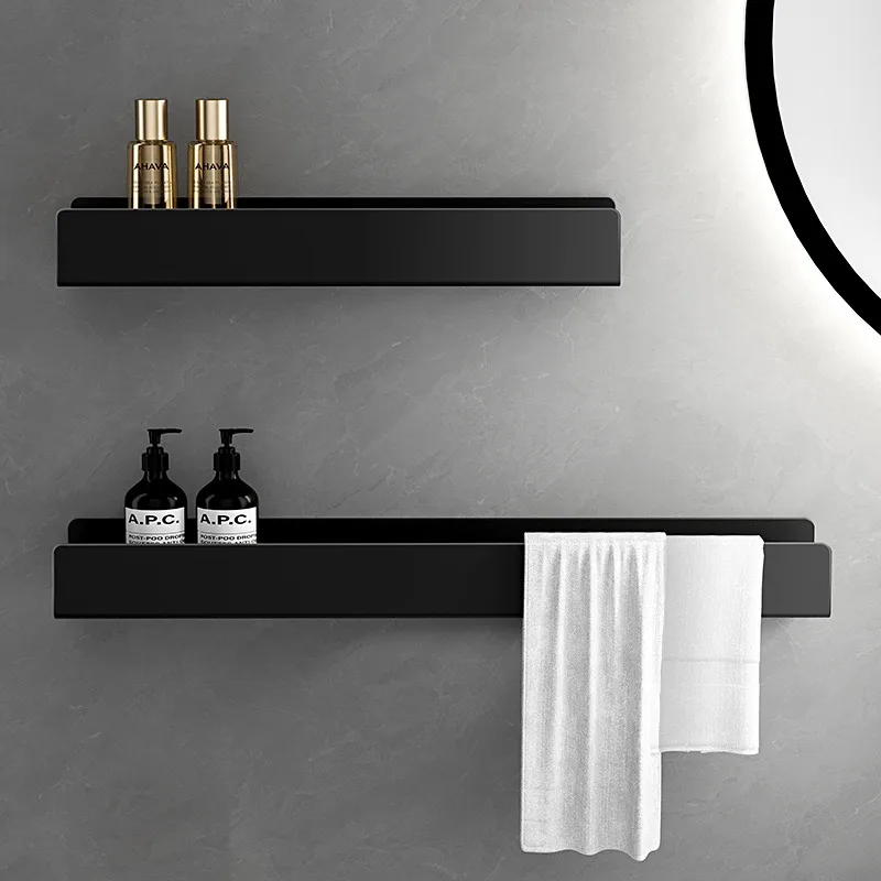 Toilet stainless steel rack towel integrated mirror front toilet bathroom wall non-punching storage rack