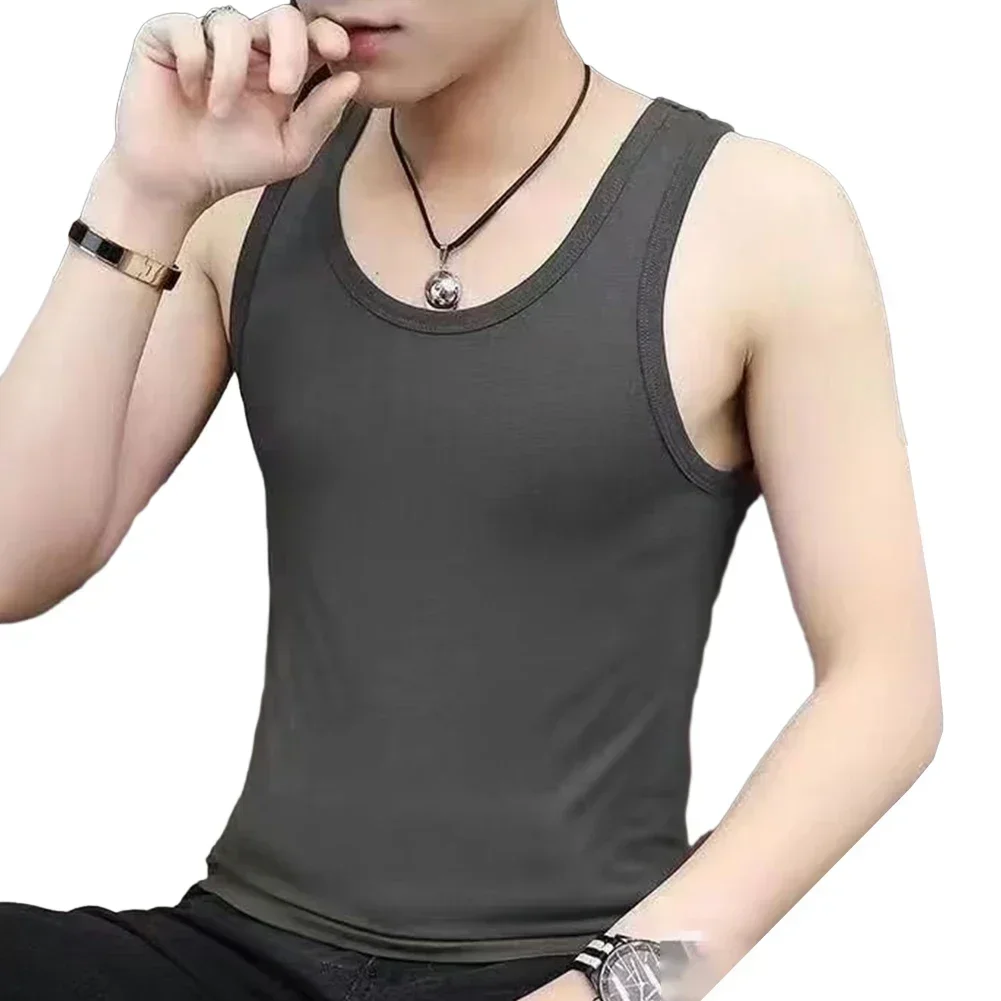 Fashion Mens Undershirt Fleece Keep Warm O Neck Sleeveless Slim Fit Solid Color Tank Top Thermal Base Layer Autumn