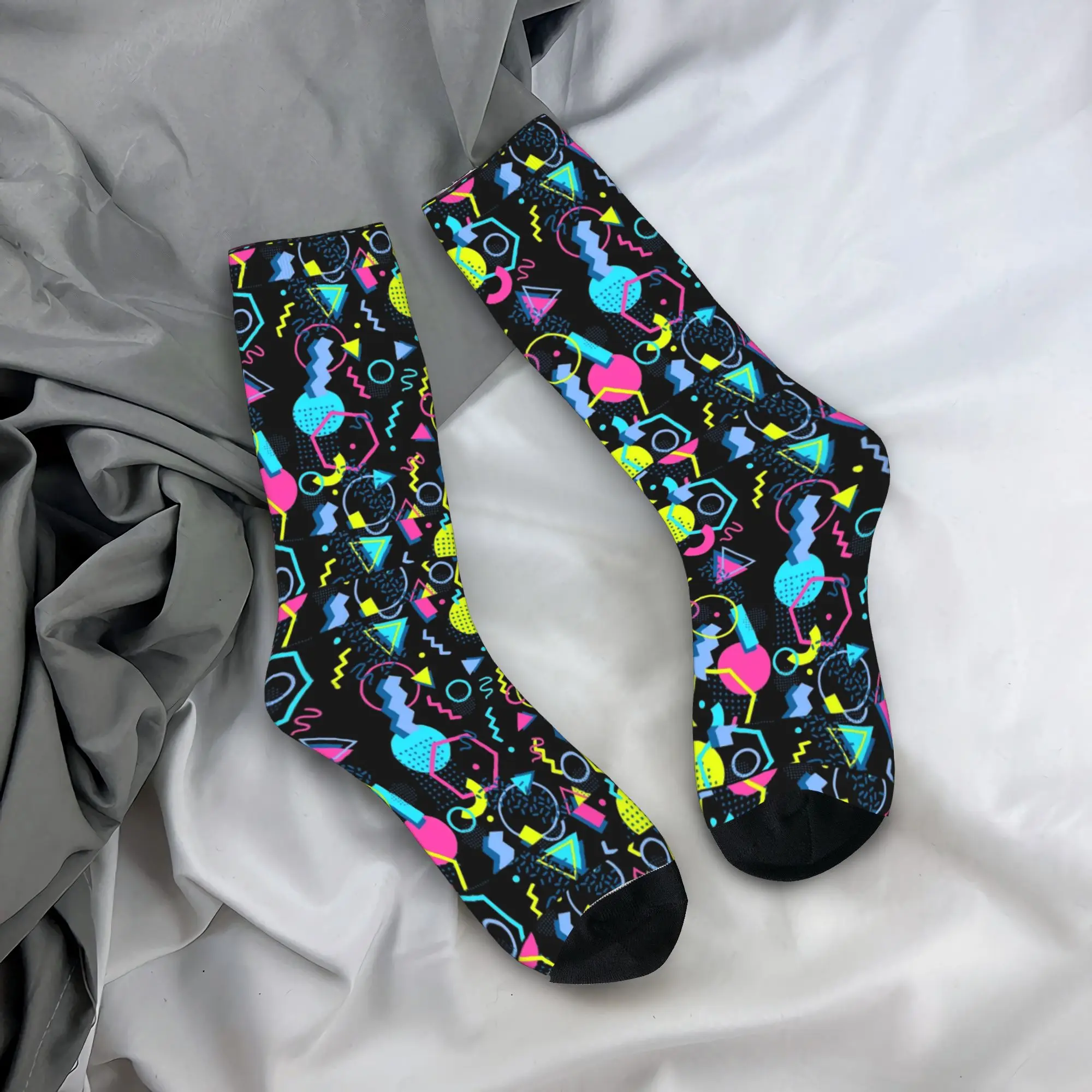 Retro Style 70s 80s 90s Memphis Style Abstract Socks Winter Stockings Korean Women Men Comfortable Socks Cycling Anti-Slip Socks