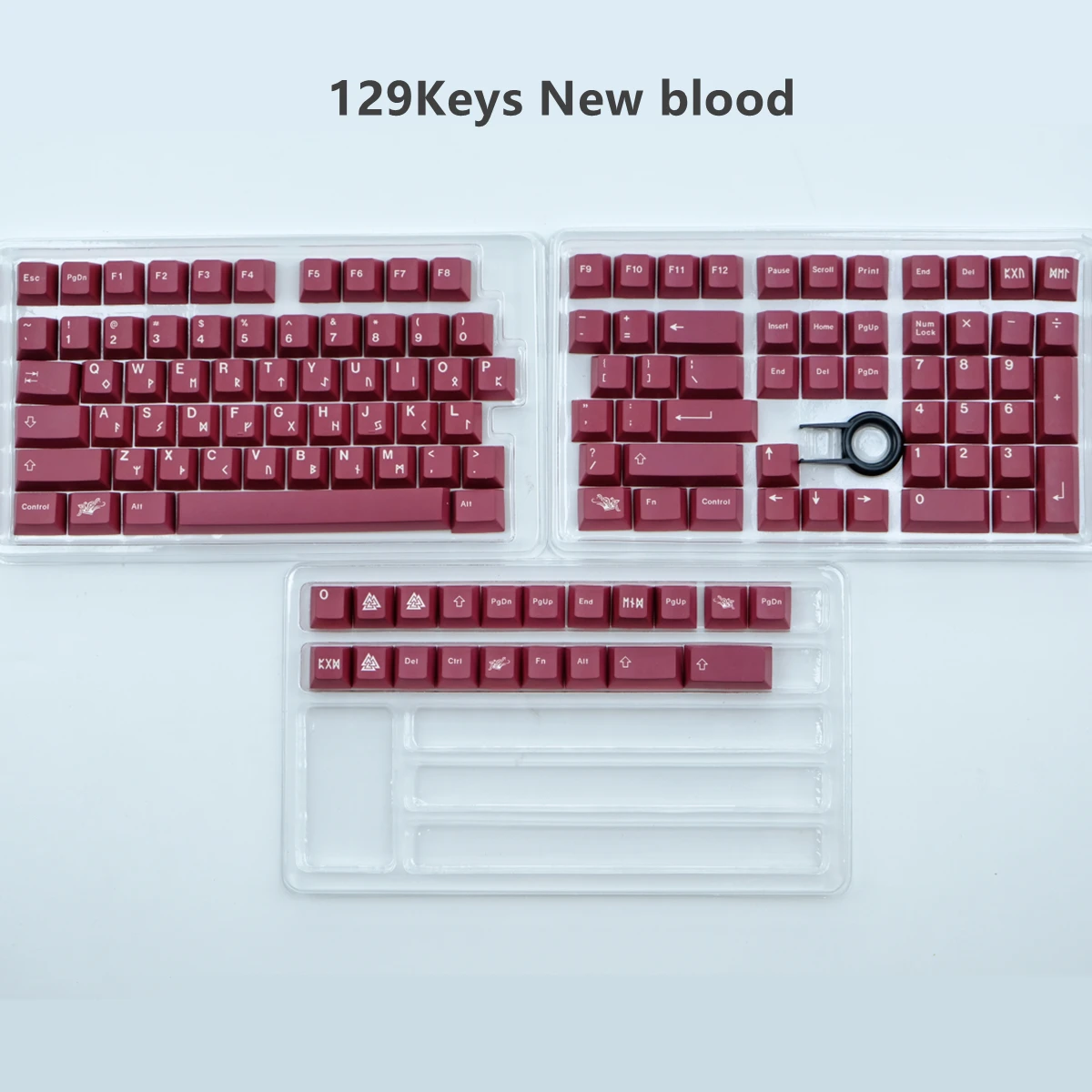 Imagem -06 - Keycap Vermelho Sangue Japonês Teclas de Teclado Mecânicas Pbt Sublimação de Tintura Perfil Cherry Interruptor mx Gk75 129 Chaves Novo