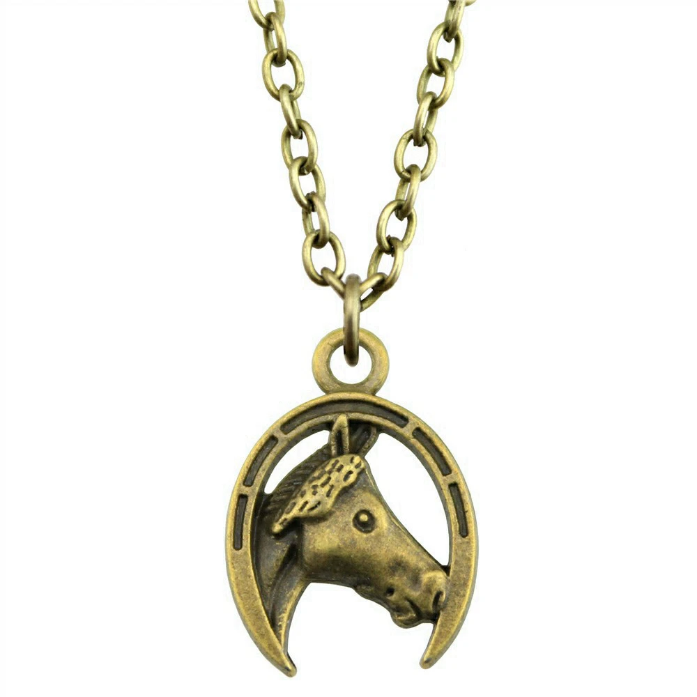 1pcs Horse And Horseshoe Man Necklace Car Pendant Jewelry For Men Wholesale Chain Length 43+5cm