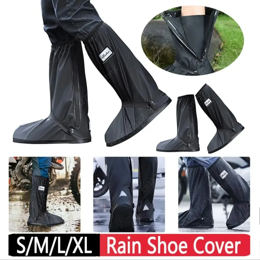 Waterproof Shoe Covers PVC Silicone Reusable Non-Slip Rain Shoe Covers Protector Motorcycle Rain Boot Thick Shoes Cover