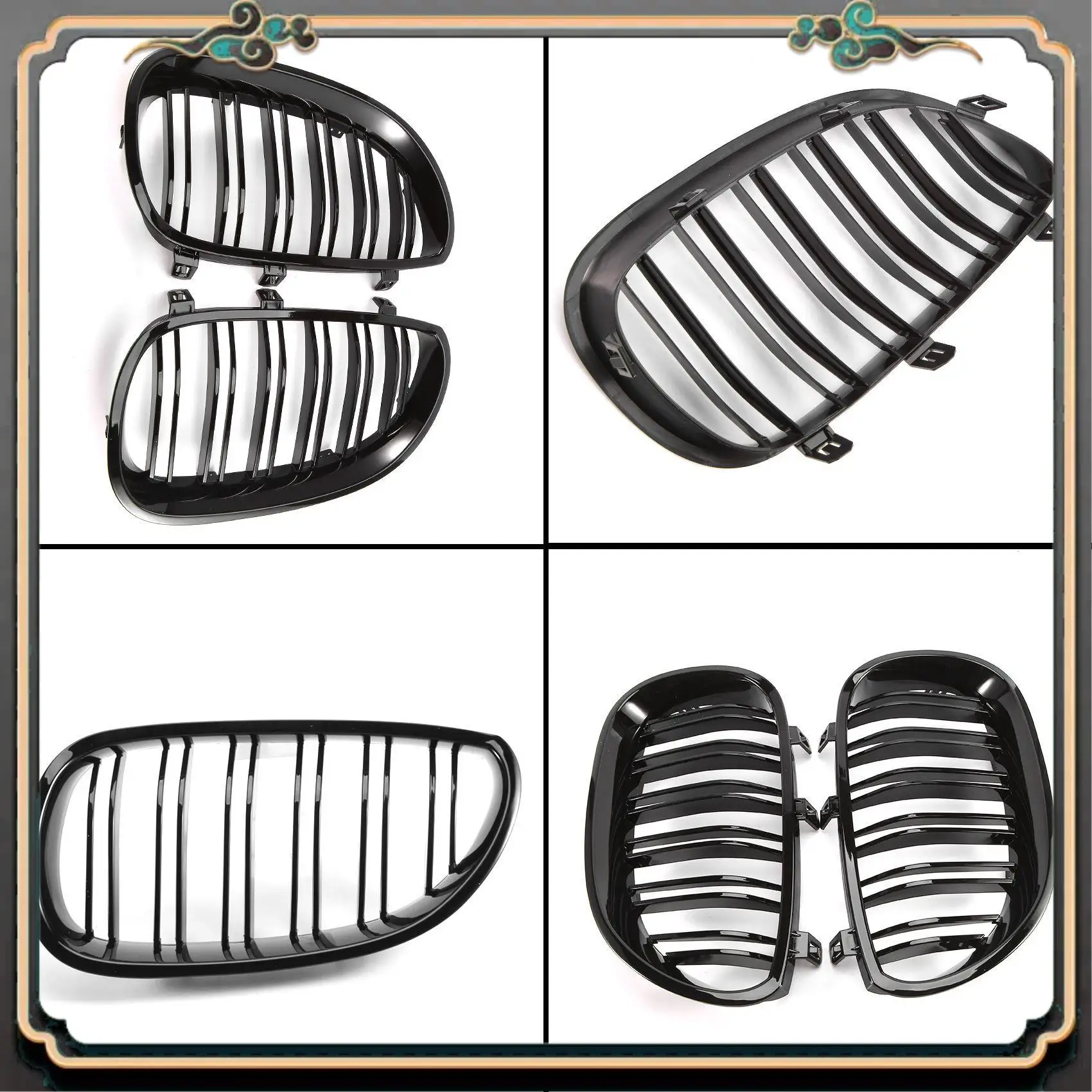 

M45K-Gloss Black Car Front Kidney Grille Grill For BMW 5 Series E60 E61 M5 520I 535I 550I 2003-2010 Sedan