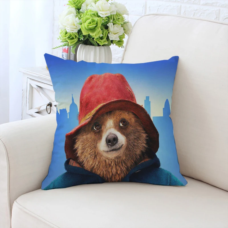 40x40cm pillowcase P-Paddington bear double-sided printed custom sofa cushion cover bedside backrest office chair waist cushion