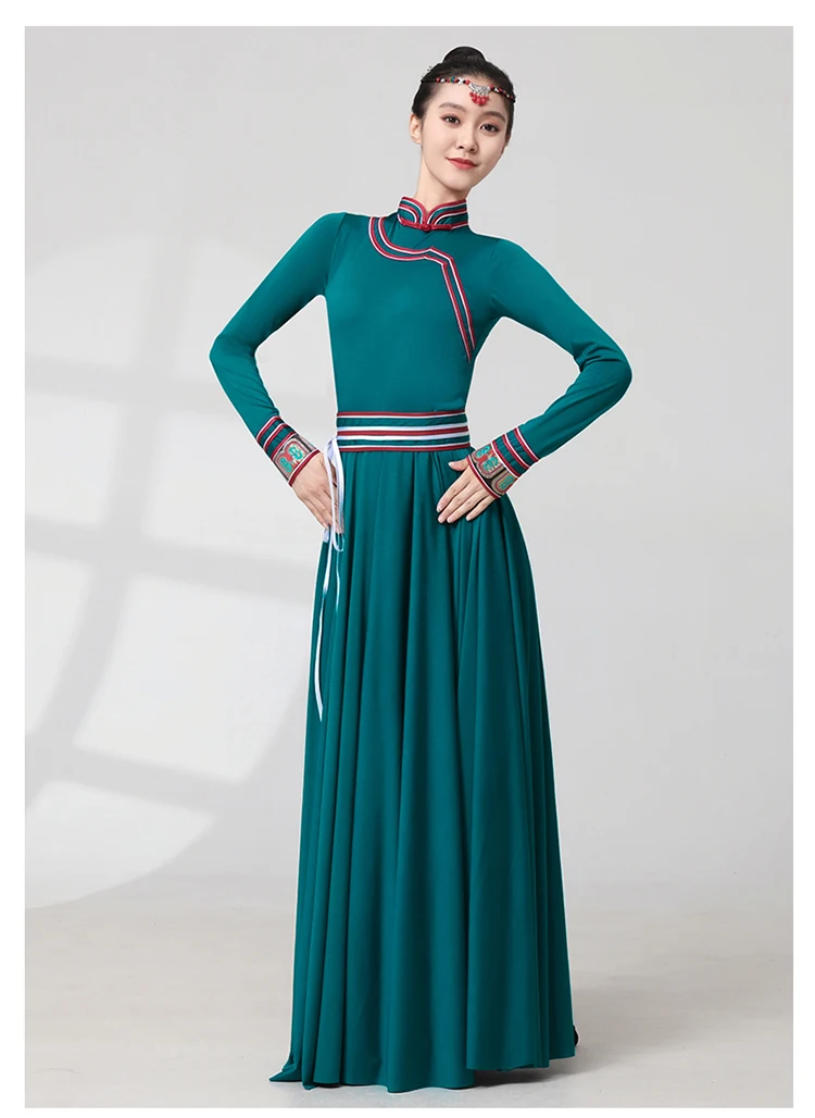 Nowy mongolski taniec, tybetański strój etniczny, kostium na występy, strój na egzamin artystyczny dla kobiet mniejszości etnicznych, ubrania do ćwiczeń narodowych, Yangko