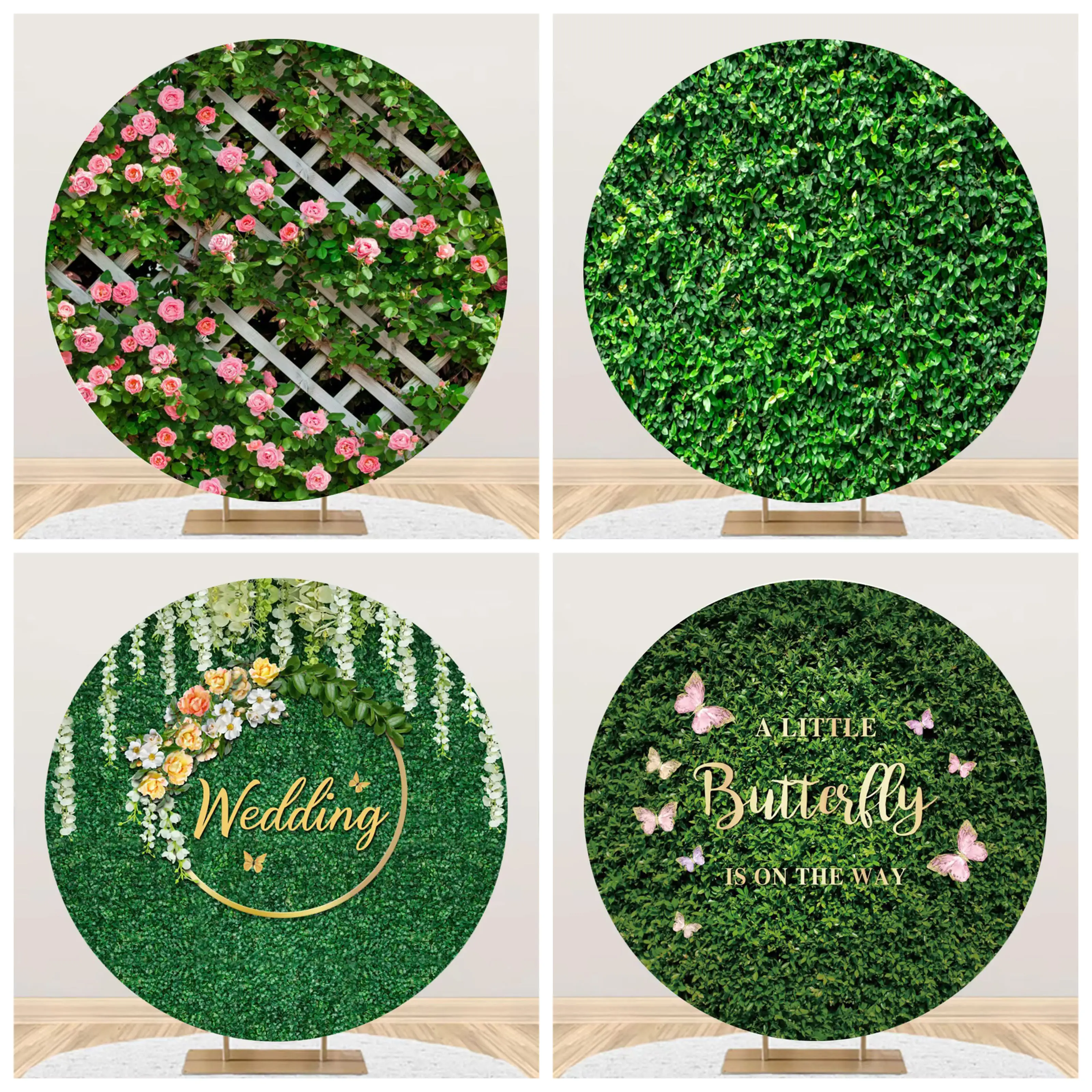 

Фон для фотосъемки с цветочным садом и тропическими листьями, круглый стильный фотофон для свадьбы, дня рождения, вечеринки, портрета, домашнего декора