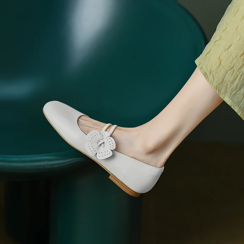 

Round Toe Loafers Slip On Woman Flats Comfortable Driving Daily Shoes For All Season Sheepskin Split Leather Spring Walk Shoes