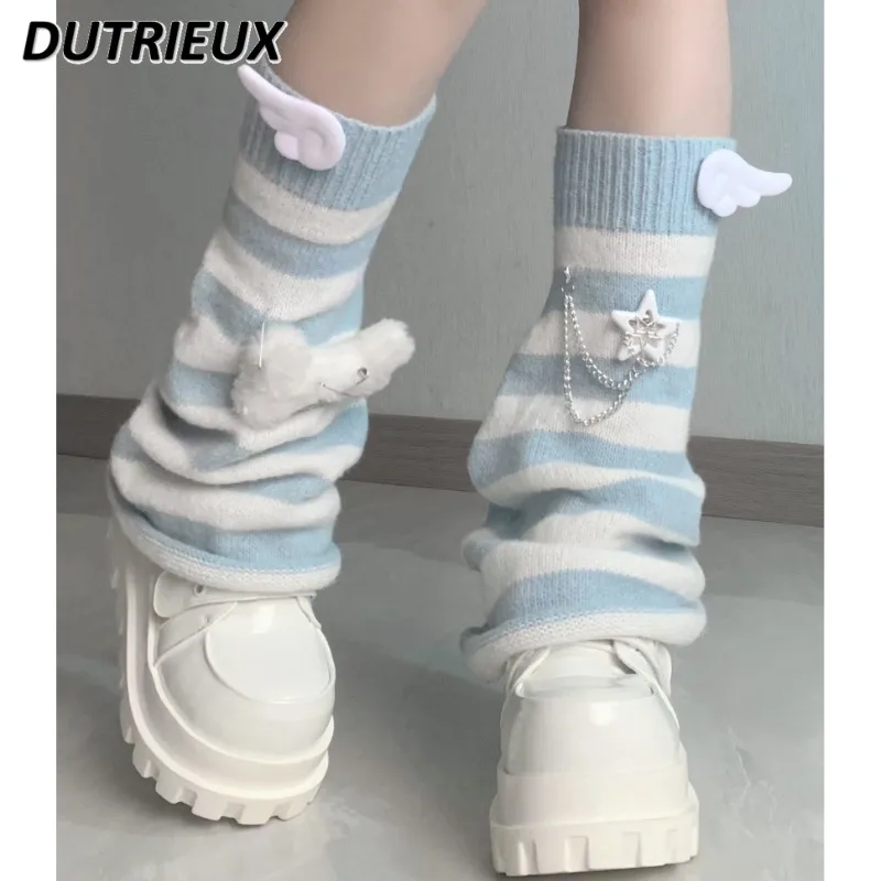 Japanese Original Subculture Water Color Striped Horn Leg Cover Mine Sweet and Cute Girl Versatile Pile Socks Leg Warmers