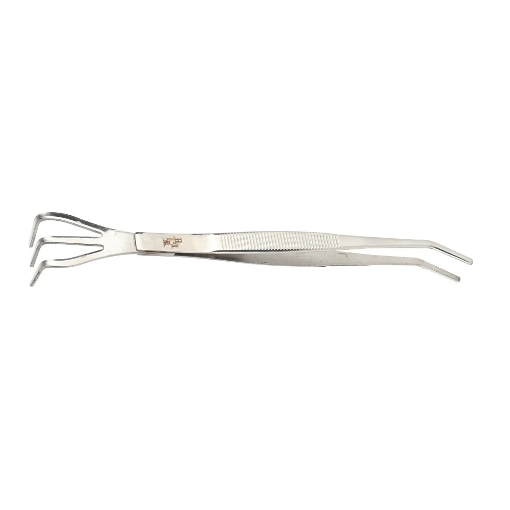 Durable 2 in 1 Bonsai Rake Lightweight Stainless Steel Bonsai Tweezers Ergonomic Handle 3-Prong Root Rake Potted Plants
