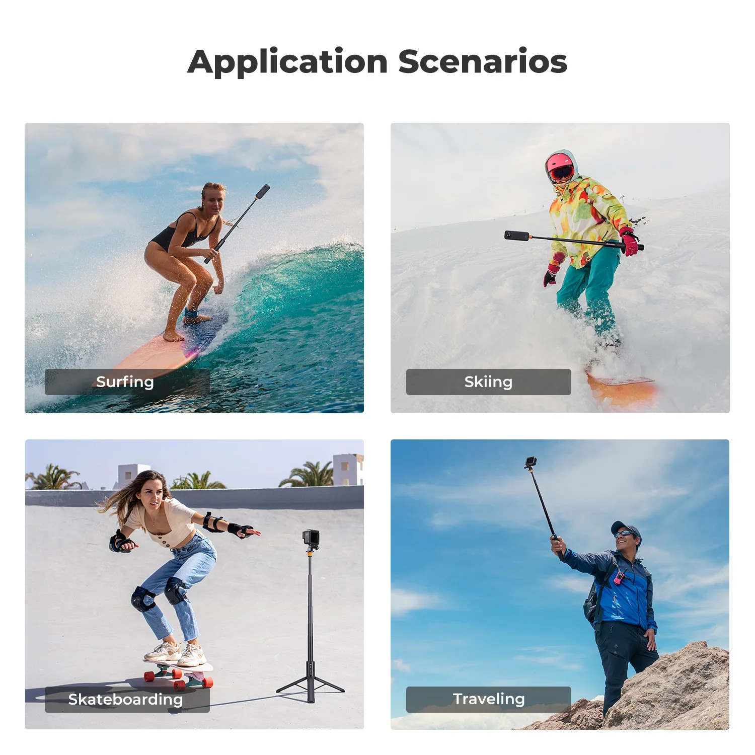 K & F Concept-extensión de palo de Selfie Invisible de 120cm, poste largo para cámara deportiva Insta360 GoPro DJI OSMO Pocket 3, monopié extendido