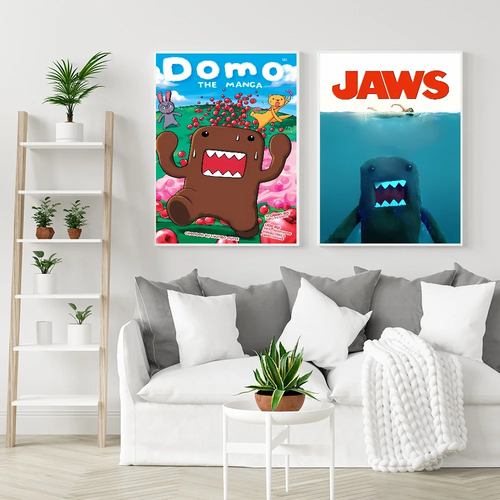 Cute Domo Kun Poster Self-adhesive Art Waterproof Paper Sticker Coffee House Bar Room Wall Decor