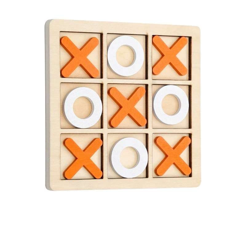 NEW Tic Tac Toe Brain Training Wooden Chess Board Game Table Toy Interactive Birthday Gift view 5