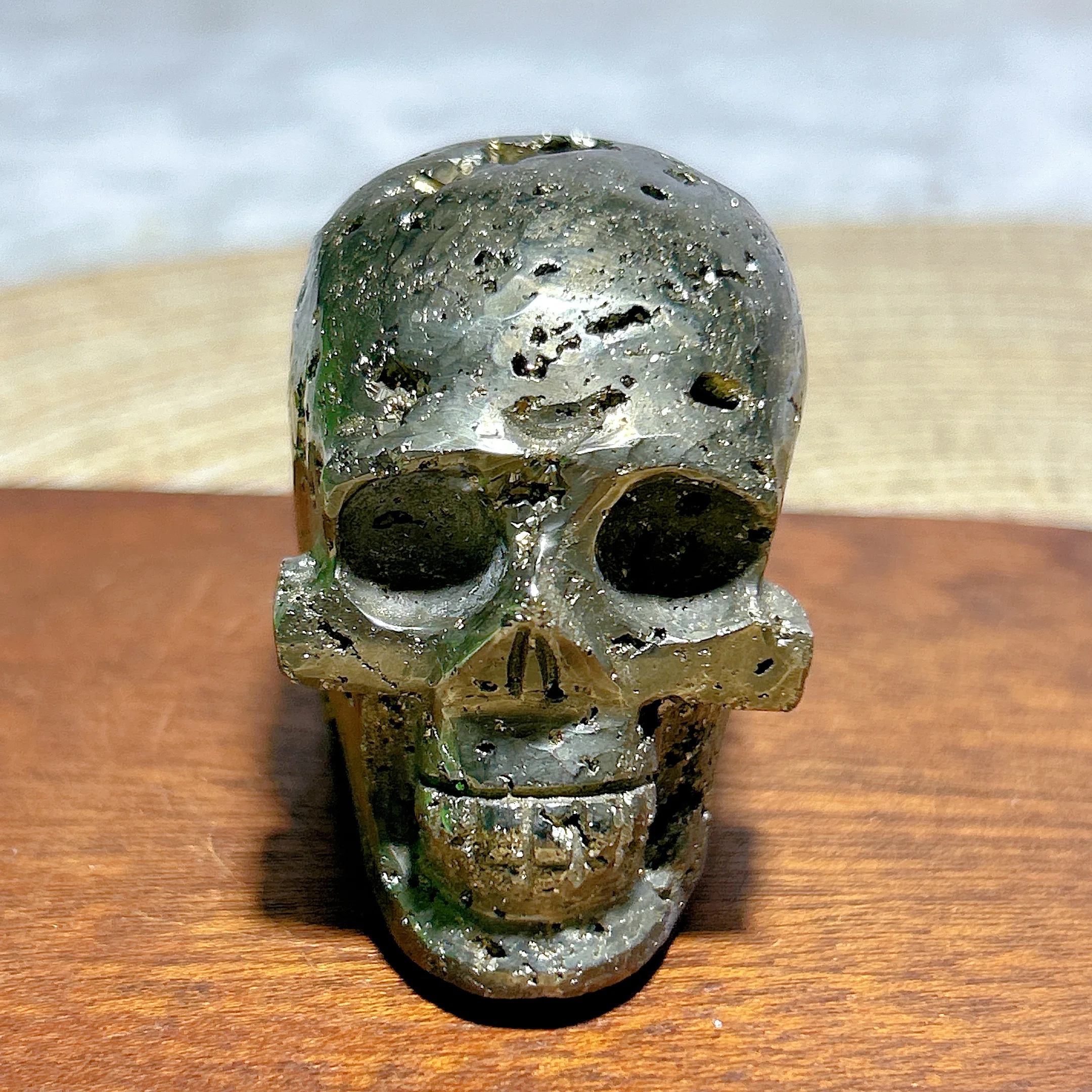 Natural Crystal Pyrite Druzy Skull Carving High Quality Healing Gemstones Mineral Energy Ore Reiki Home Decorations Gift
