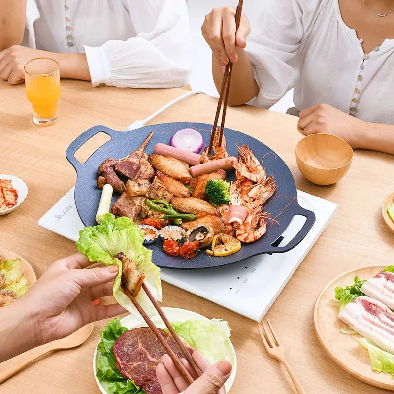 

Korean BBQ Plate 1pc Grill Pan Non Stick Frying Pan Camping Outdoor Cookware BBQ Baking Tray Barbecue Plate Accessorie