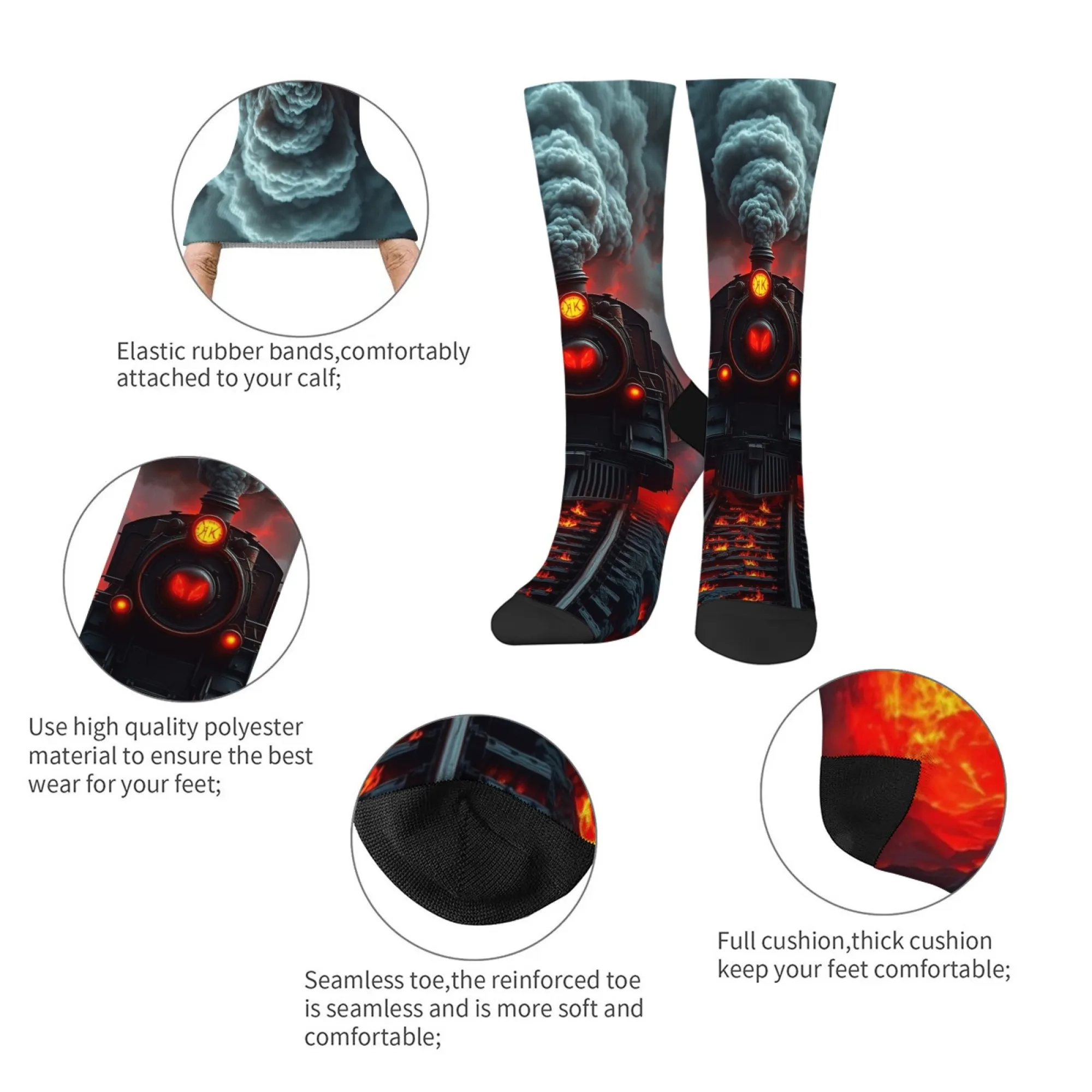 ลาวาเทรนย้อนยุคแฟชั่นถุงเท้าผู้ชายสไตล์สตีมพังค์แปลกใหม่ตลกถุงเท้าบีบอัดสบายระบายอากาศได้ดีสบายๆถุงเท้าฮิปฮอป