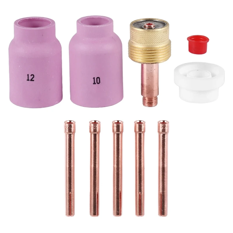 

9Pcs TIG Welding Torch Large Long Gas Lens & Alumina Cup For WP17 WP18 WP26 TIG Collet Bodies Spares Kit Accessories