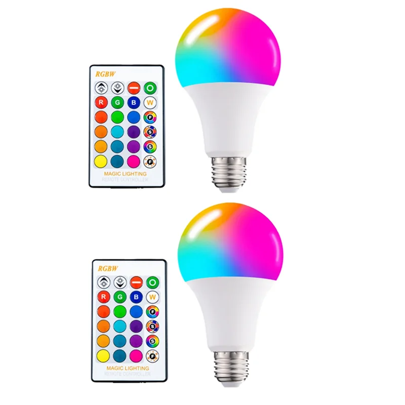 MOPHE-bombilla que cambia de Color con control remoto, luz de inundación RGB Multicolor de 16 colores, bombilla LED regulable E27 de 15W con memoria divertida