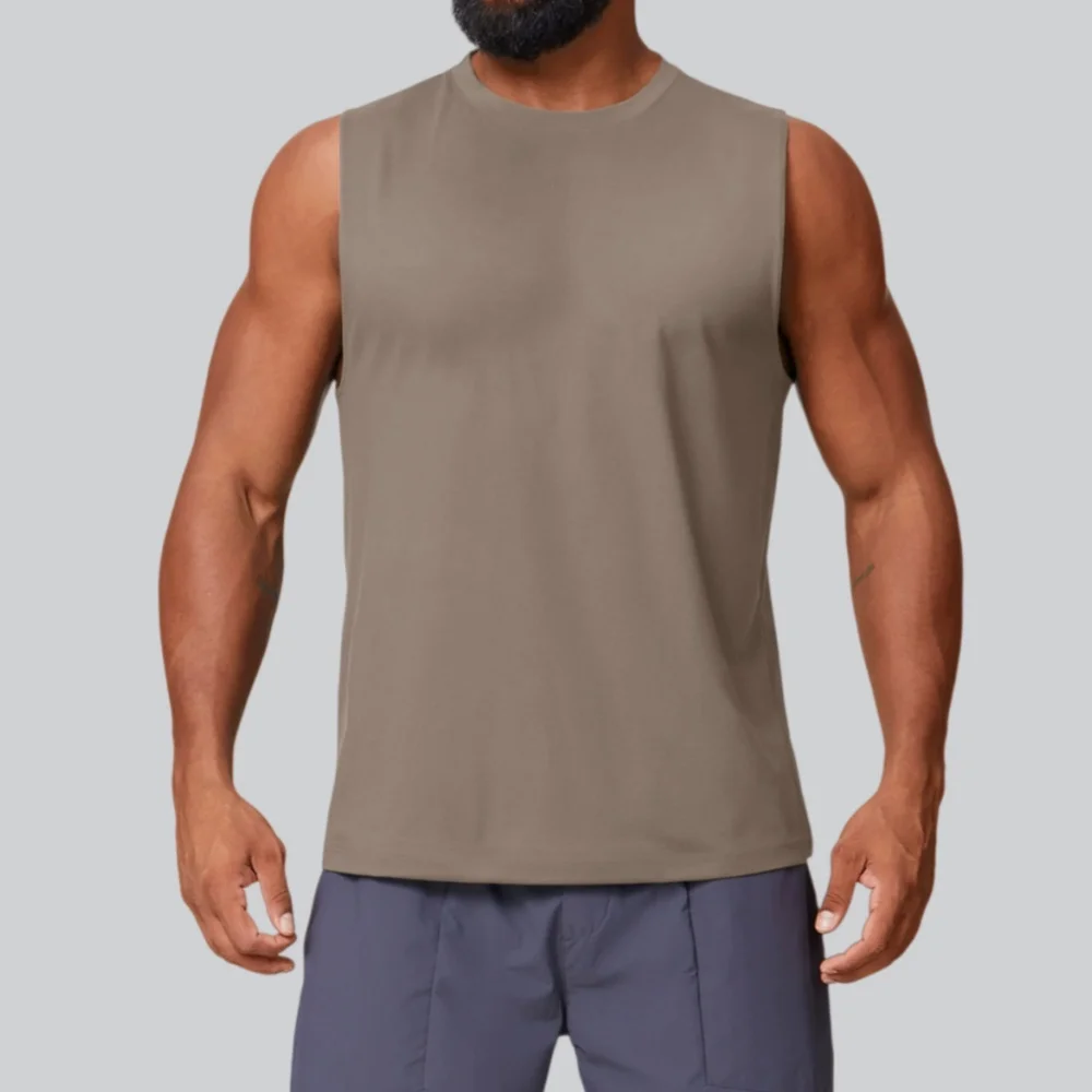 Men's Fitness Tank Tops Summer Solid Color Sport Vest Gym Top Men Breathable Bodybuilding Workout Muscle Sleeveless Sport Shirt