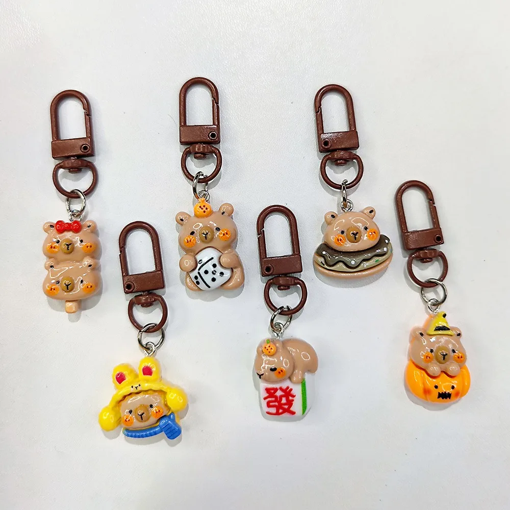 

Fashion Resin Capybara Keychain Kawaii Bags Accessories Backpack Decorative Accessories Key Ring