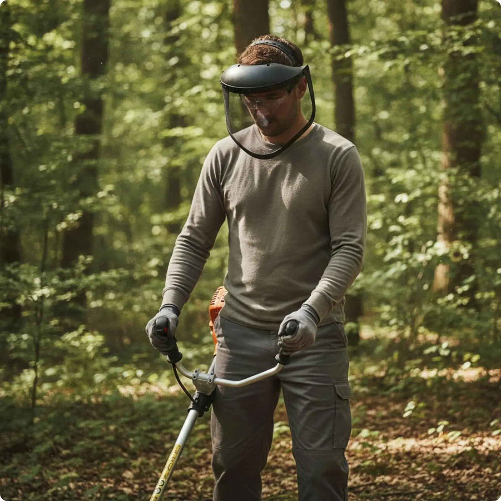 Lawn Care Face Shield for String Trimmer with Breathable Mesh Screen and Lightweight PVC Headgear Design