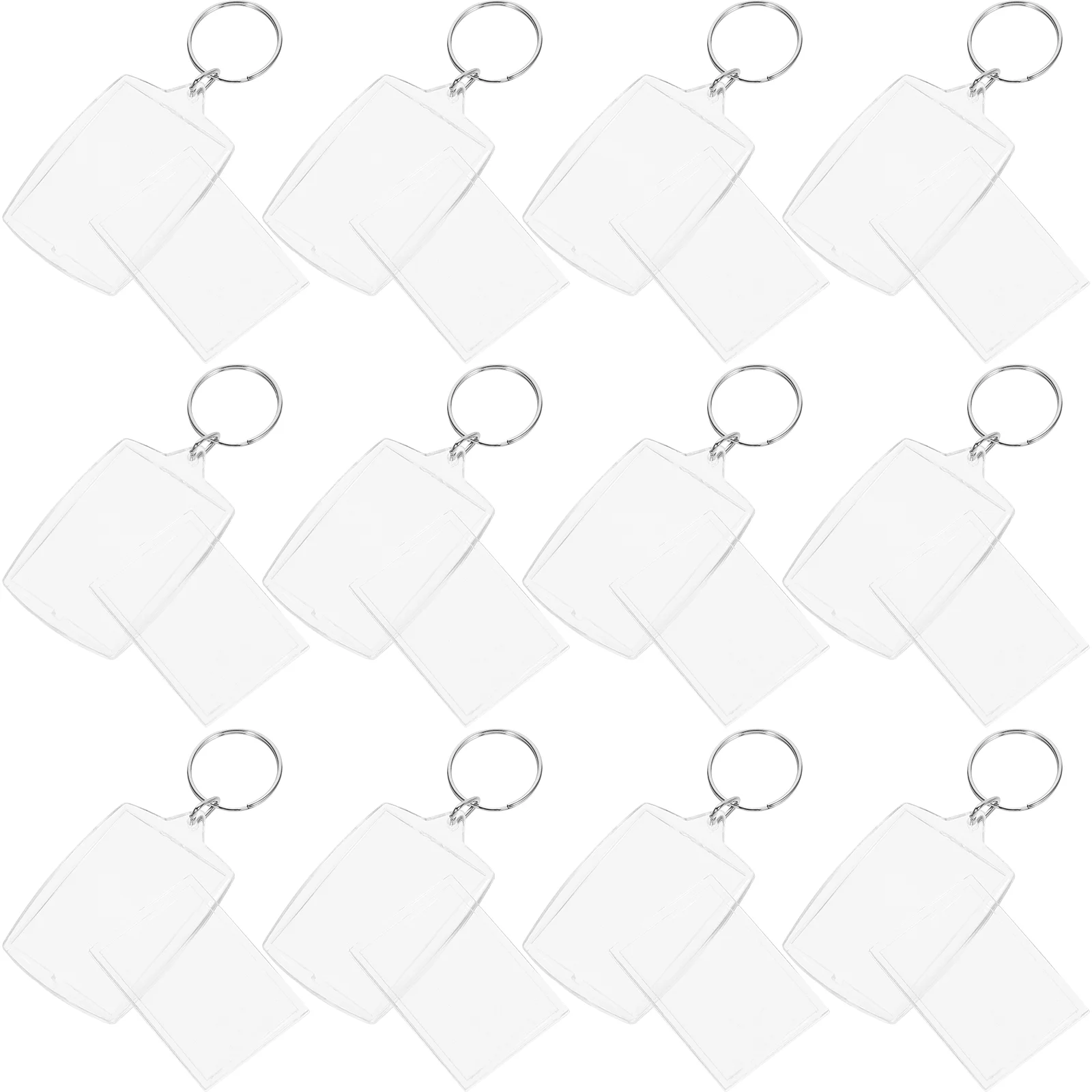 100 Pcs Heart Photo Frame Keyrings Holders for The Home DIY Fob Keychain Transparent Blank Insert