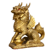 Brass Fortune Yuanbao Kirin Brass Ornament Copper Gold Home Opening Feng Shui Ornament Crafts