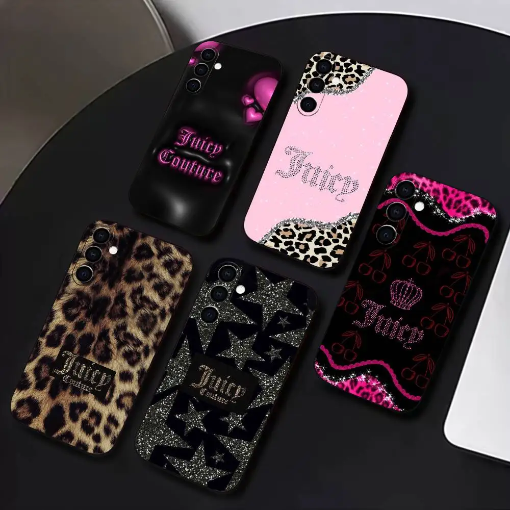 Juicy Girly-glam C-Couture Funda de teléfono para Samsung Galaxy A73,A72,A71,A70,A53,A52,A51,Otros Funda negra suave