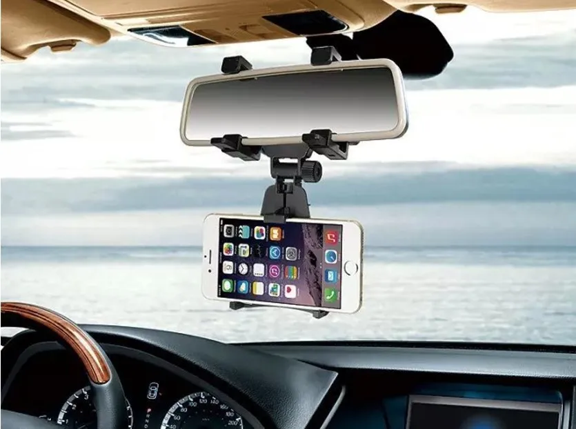 Car Phone Holder Mounted In The Rearview Mirror