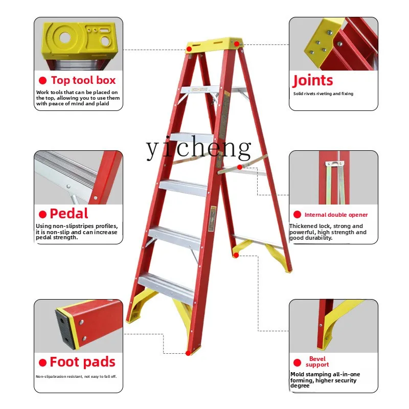 Fiberglass Fiber  Insulation Herringbone Engineering Elevator Household Ladder Industrial Decoration Electrical Ladder
