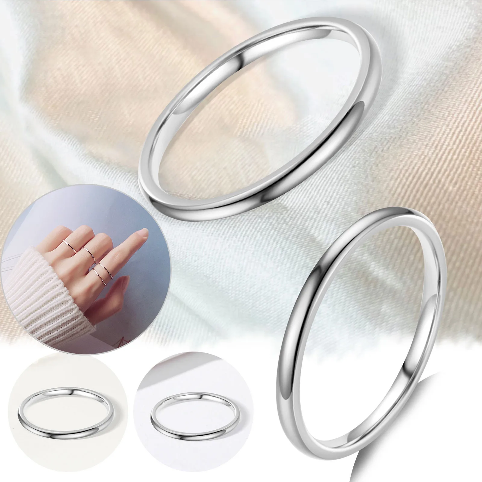 Ring Size 6/7/8/9/10/11/12 Brushed Simple Silver Color Ring Men Minimalist Wedding Band Engagement Rings Women Male Jewelry