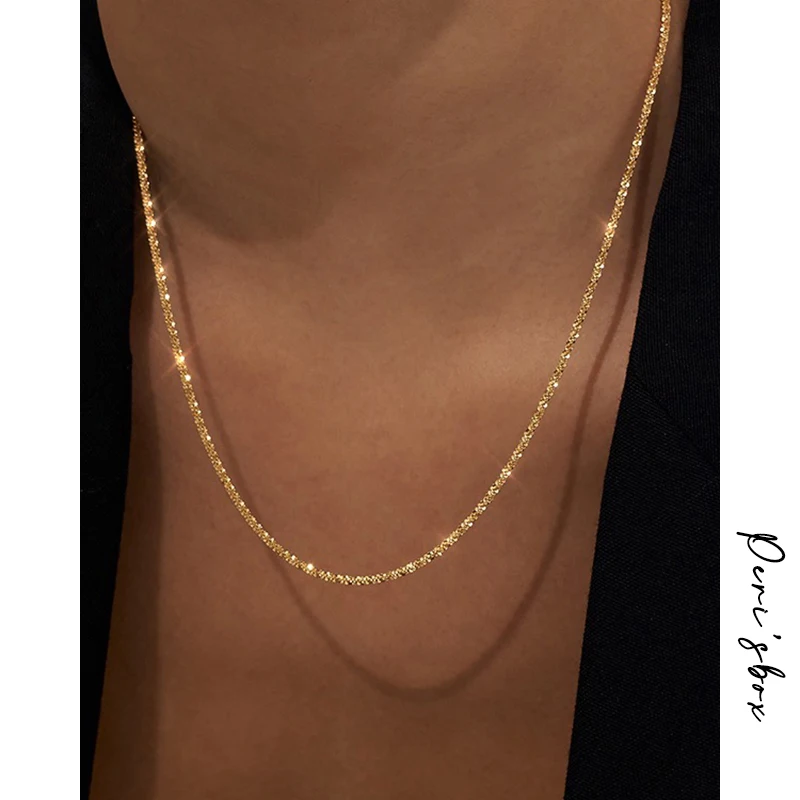 Peri'sBox Gold/Silver Color Flat Shiny Glossy Chain Necklaces Minimalist Statement Elegant Chokers For Women Jewelry 2021 Hot