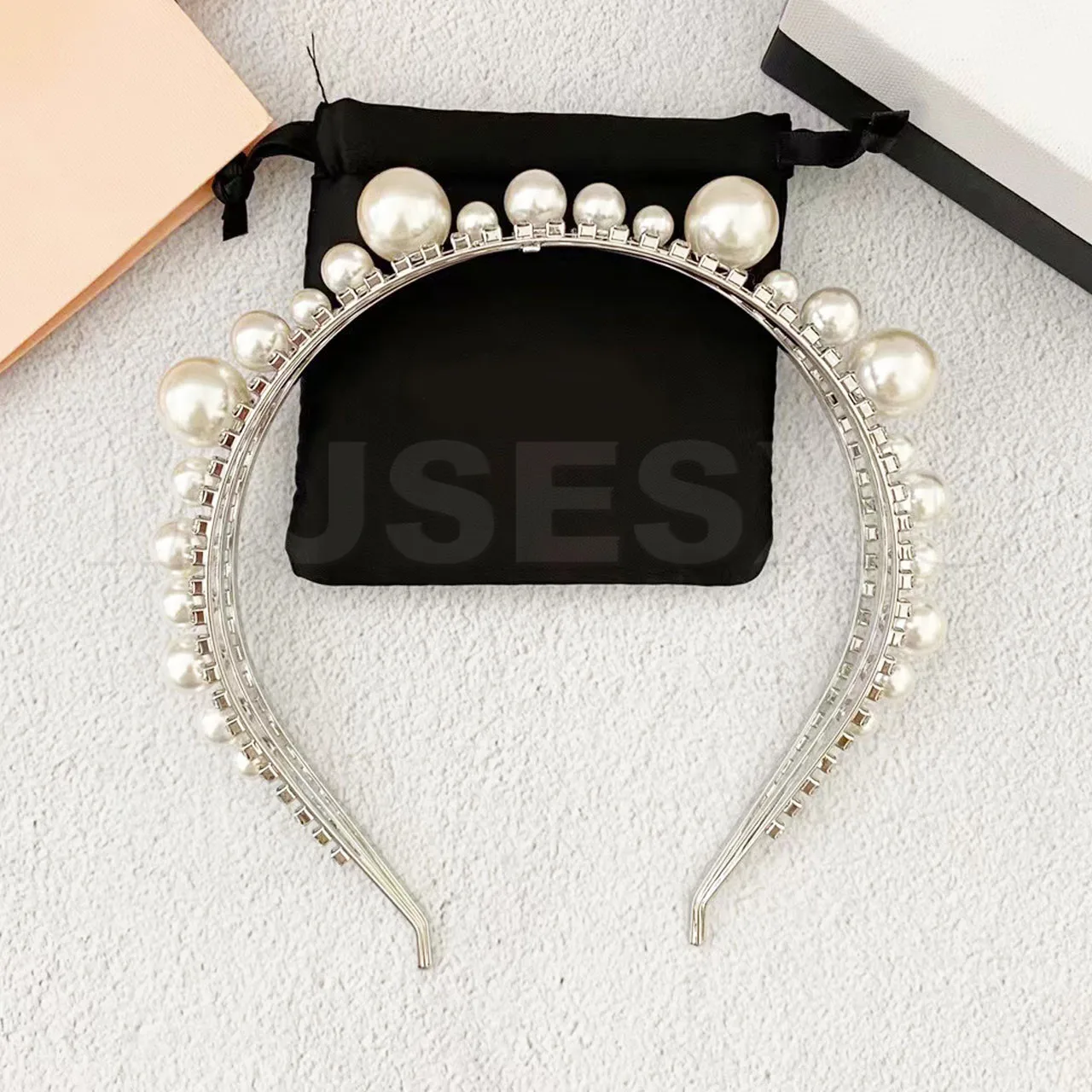 2022 Jewelry & Accessories Inlaid Crystal Pearls Of Different Sizes Three Layer Hair Band For Women's Fashion Party Wedding Gift