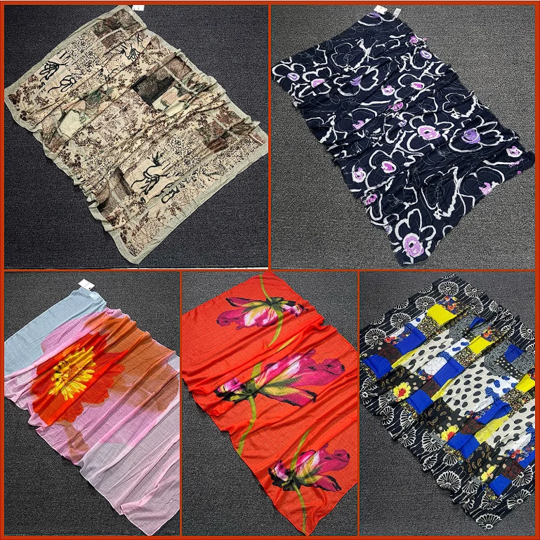 2025 Foreign Trade Original Order Spanish Hot selling Brand European and American Style Scarf Printed Shawl Sunscreen BeachScarf