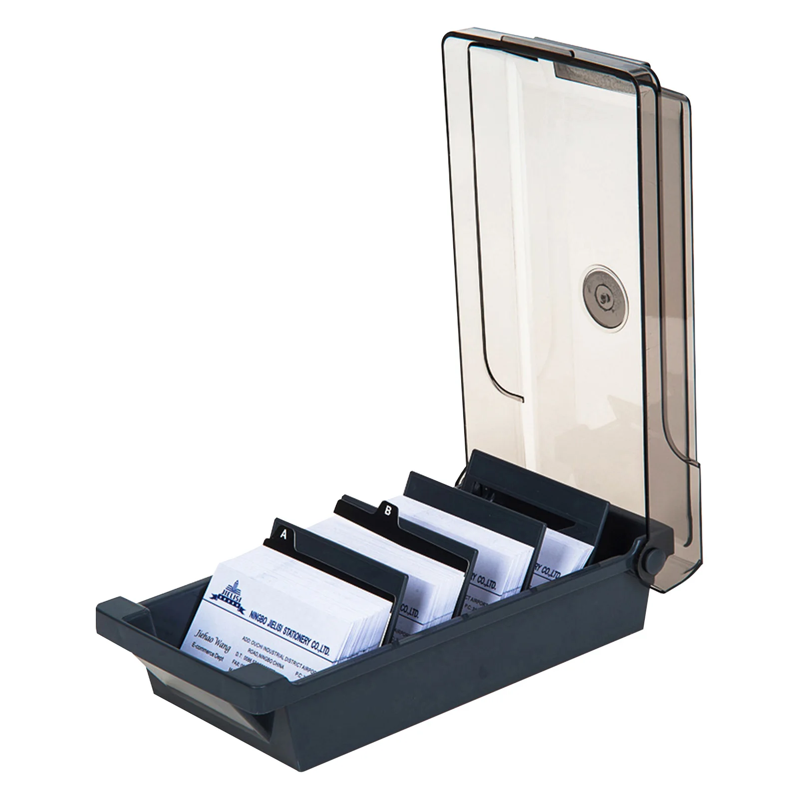 JIELISI Name Card Box Business Card Holder For Desk With Dividers And Index Tabs For Men And Wowen 500 Cards Capacity