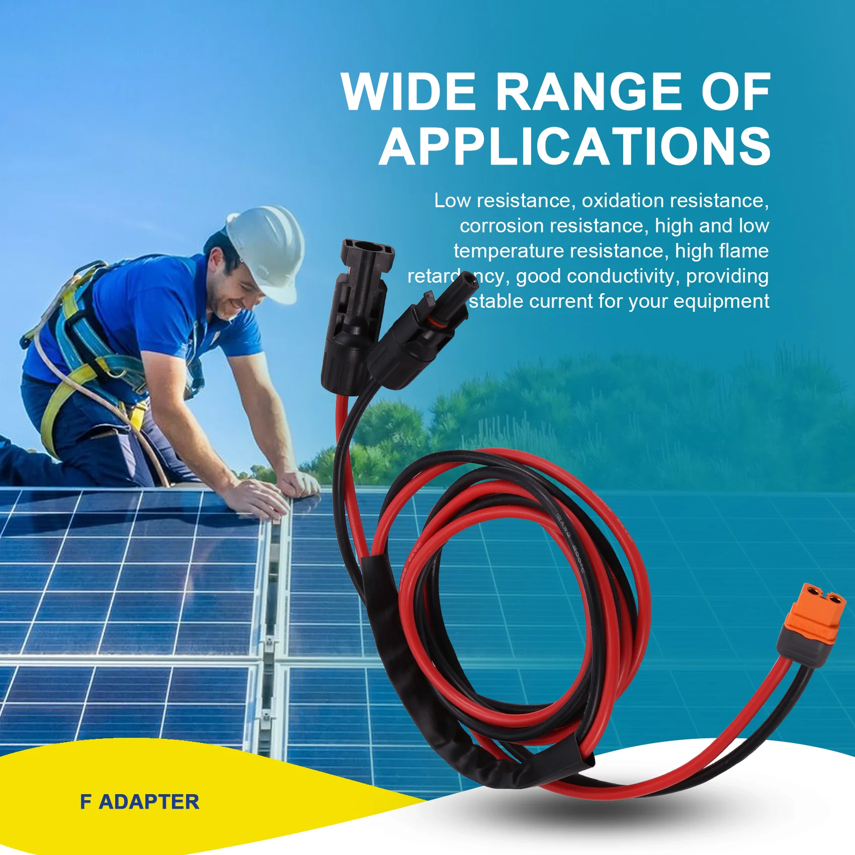 M12K-Solar Connector XT60I- F Adapter 12AWG Cable Connect Solar Panel Charge Cable Wire For Solar Generator