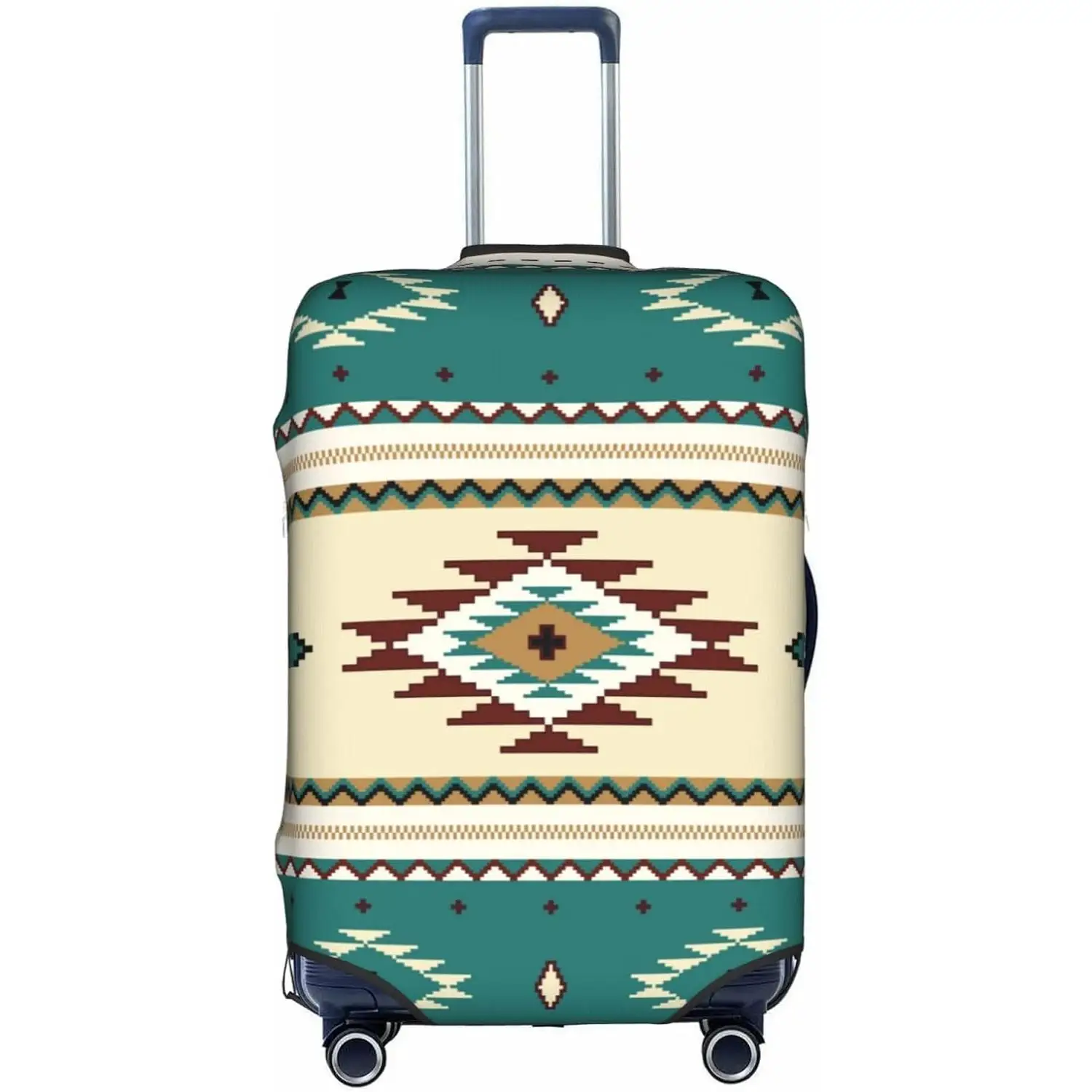 

Стильный уникальный этнический Индиан Юго-Западный западной этнический ацтекский зеленый дорожный чемодан, эластичный чехол, моющийся, против царапин