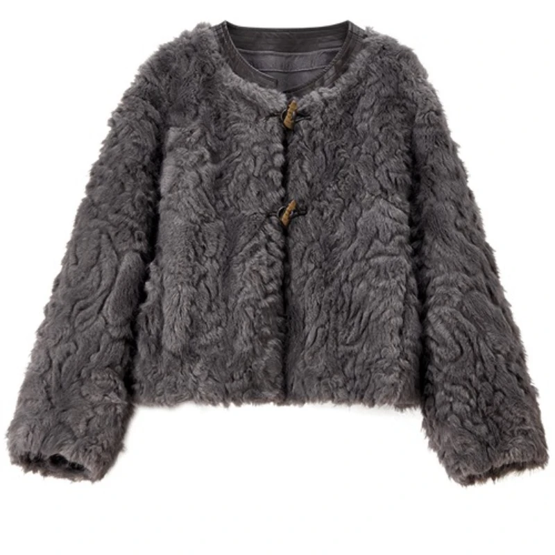 SENTUBILA Warm Popular Faux Fur Jacket Women 2025 New Winter Thick Short Jacket with Buttons Outerwear Casual W54PD4850